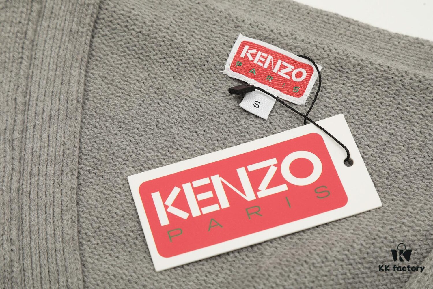 KENZO Begonia Flower V-Neck Solid Color Embroidered Logo Unisex Knit Cardigan