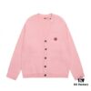 KENZO Begonia Flower V-Neck Solid Color Embroidered Logo Unisex Knit Cardigan