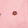 KENZO Begonia Flower V-Neck Solid Color Embroidered Logo Unisex Knit Cardigan
