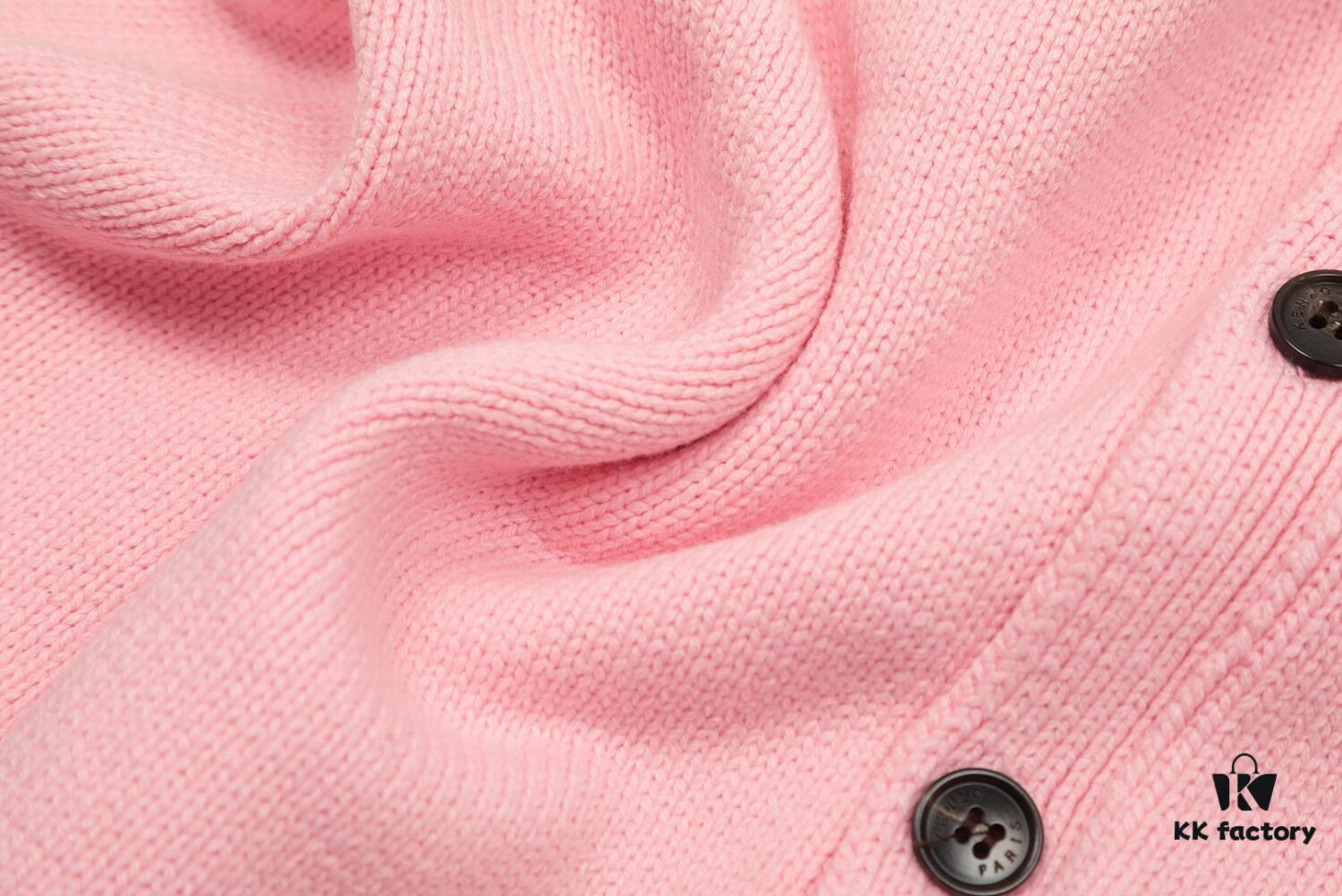 KENZO Begonia Flower V-Neck Solid Color Embroidered Logo Unisex Knit Cardigan