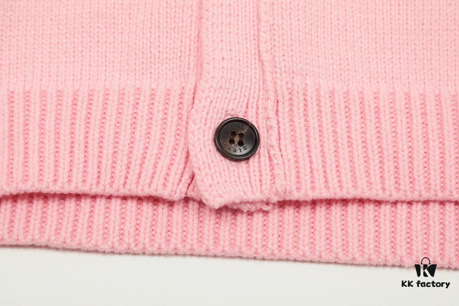 KENZO Begonia Flower V-Neck Solid Color Embroidered Logo Unisex Knit Cardigan