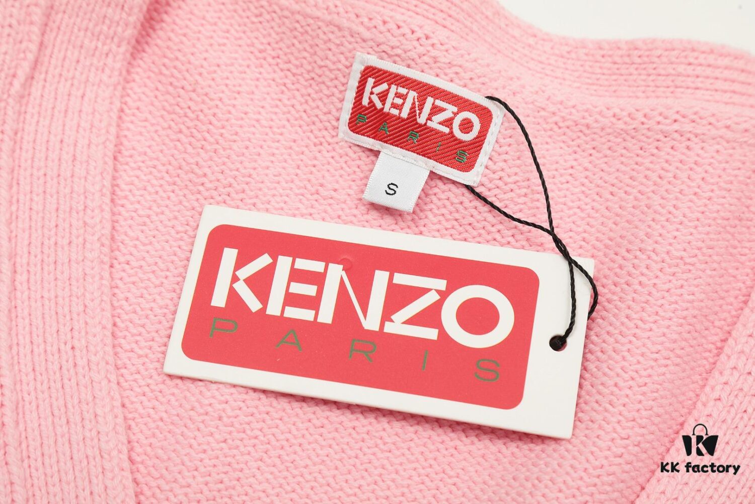 KENZO Begonia Flower V-Neck Solid Color Embroidered Logo Unisex Knit Cardigan