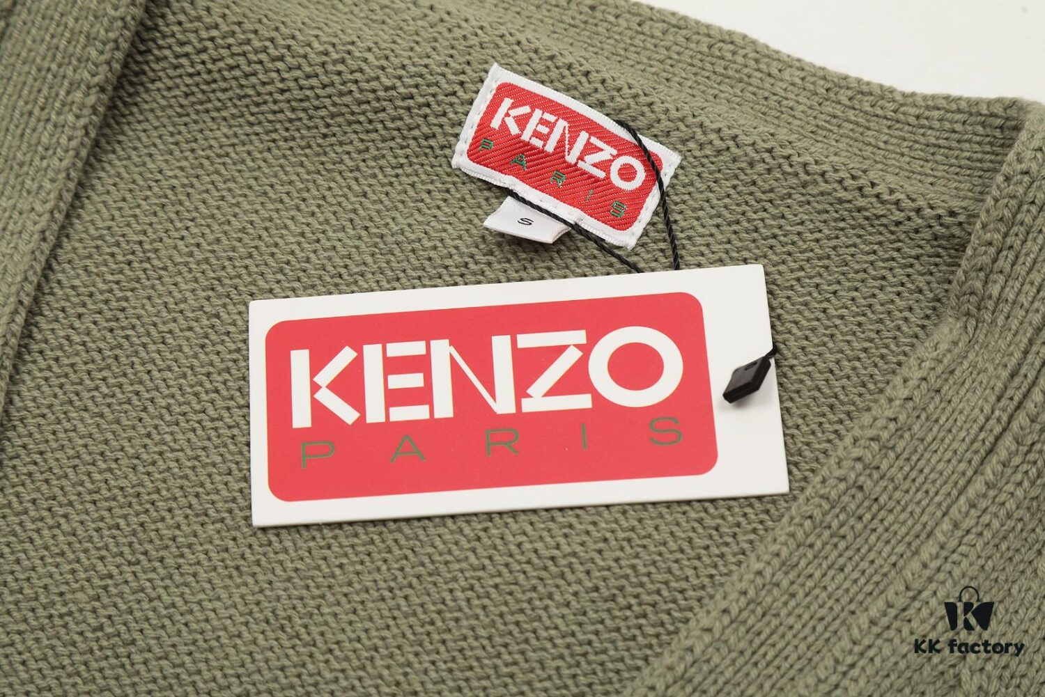 KENZO Begonia Flower V-Neck Solid Color Embroidered Logo Unisex Knit Cardigan