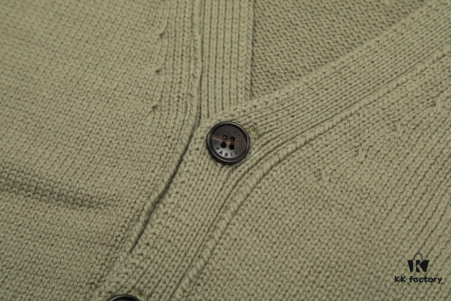 KENZO Begonia Flower V-Neck Solid Color Embroidered Logo Unisex Knit Cardigan