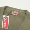 KENZO Begonia Flower V-Neck Solid Color Embroidered Logo Unisex Knit Cardigan