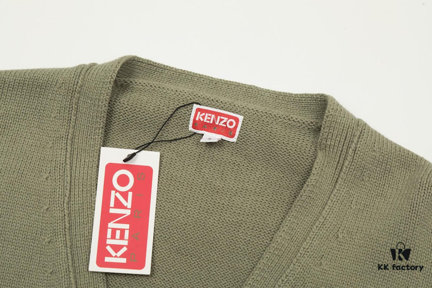 KENZO Begonia Flower V-Neck Solid Color Embroidered Logo Unisex Knit Cardigan