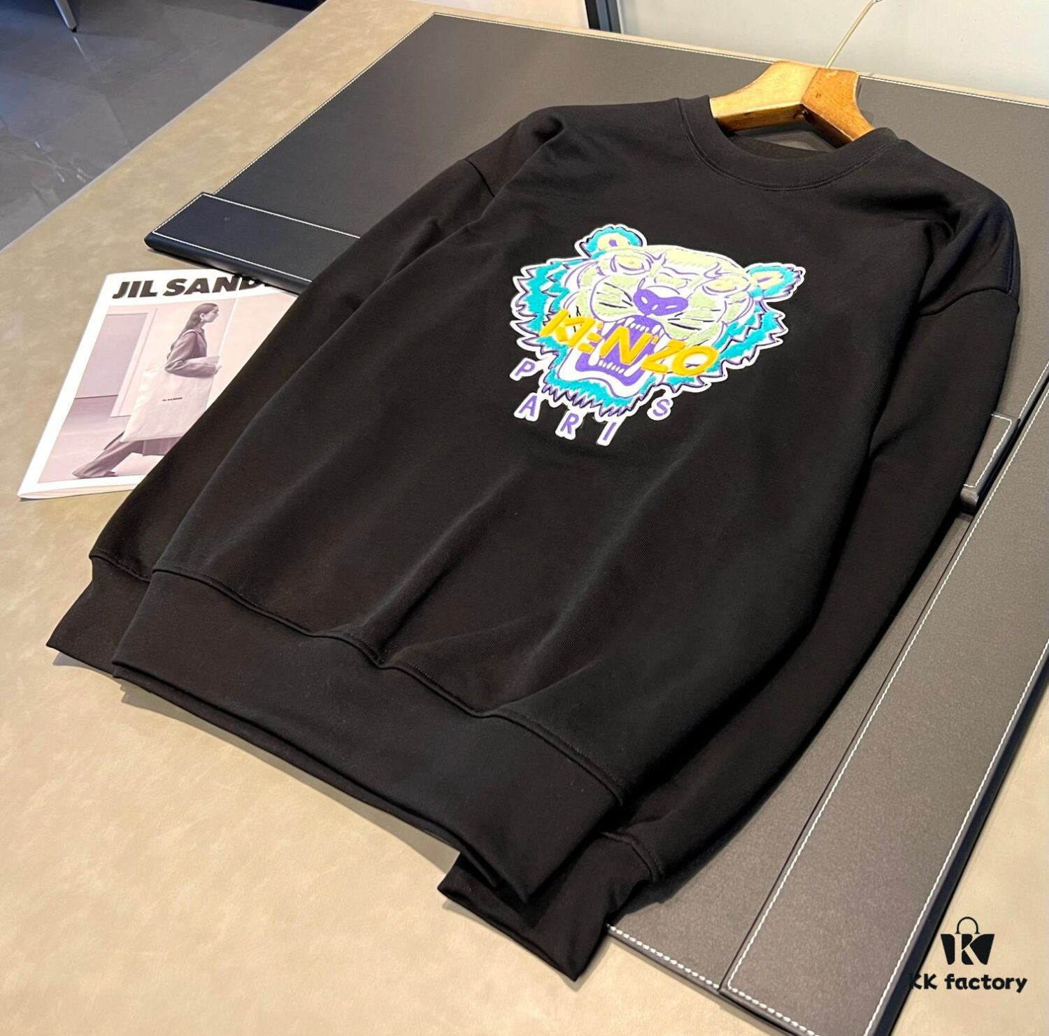 KENEO Classic Tiger Head with Letter Design, Heavy Embroidery Craft, 420g Crew Neck with Excellent 3D Effect, Unbeatable Color Combination