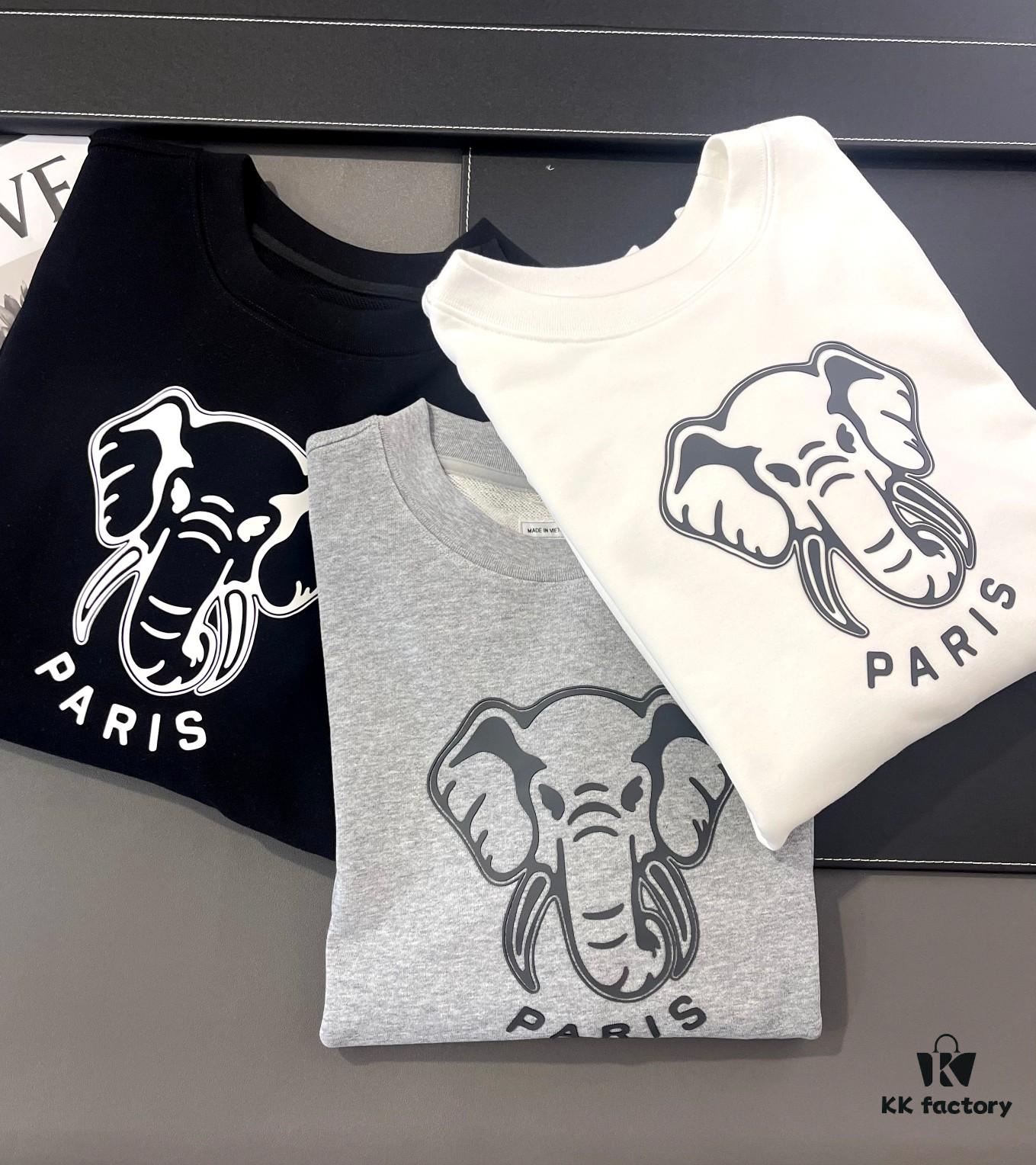 Kenzo Elephant Silicone Patterned 420g Crew Neck Sweatshirt, Unisex Style, Essential for Fall and Winter