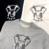 Kenzo Elephant Silicone Patterned 420g Crew Neck Sweatshirt, Unisex Style, Essential for Fall and Winter