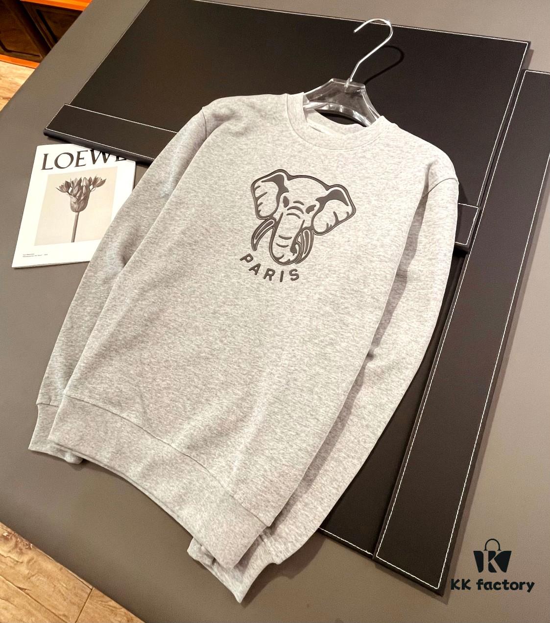 Kenzo Elephant Silicone Patterned 420g Crew Neck Sweatshirt, Unisex Style, Essential for Fall and Winter
