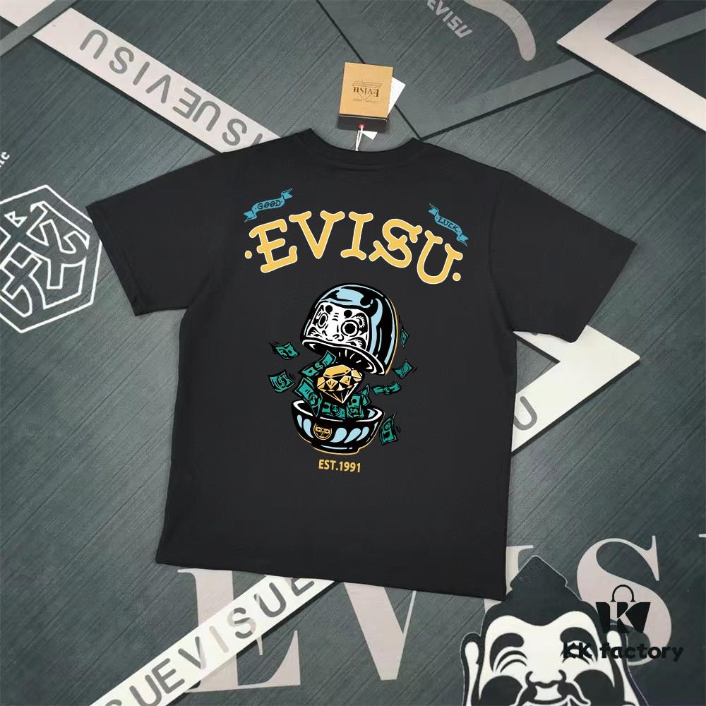 Evisu 2025 New Year God Printed T-Shirt High-Quality Version Premium 300g Double-Yarn Cotton Unisex Loose Fit