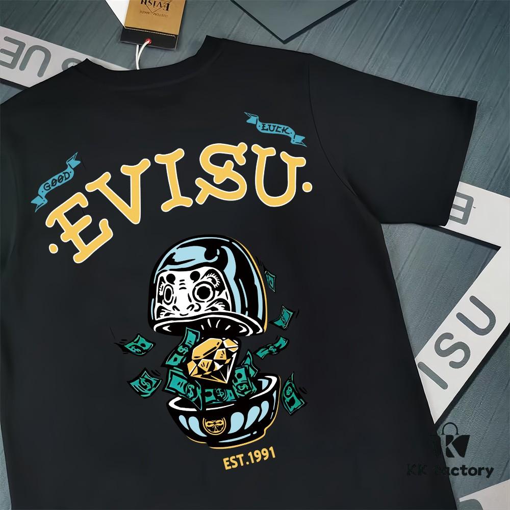 Evisu 2025 New Year God Printed T-Shirt High-Quality Version Premium 300g Double-Yarn Cotton Unisex Loose Fit