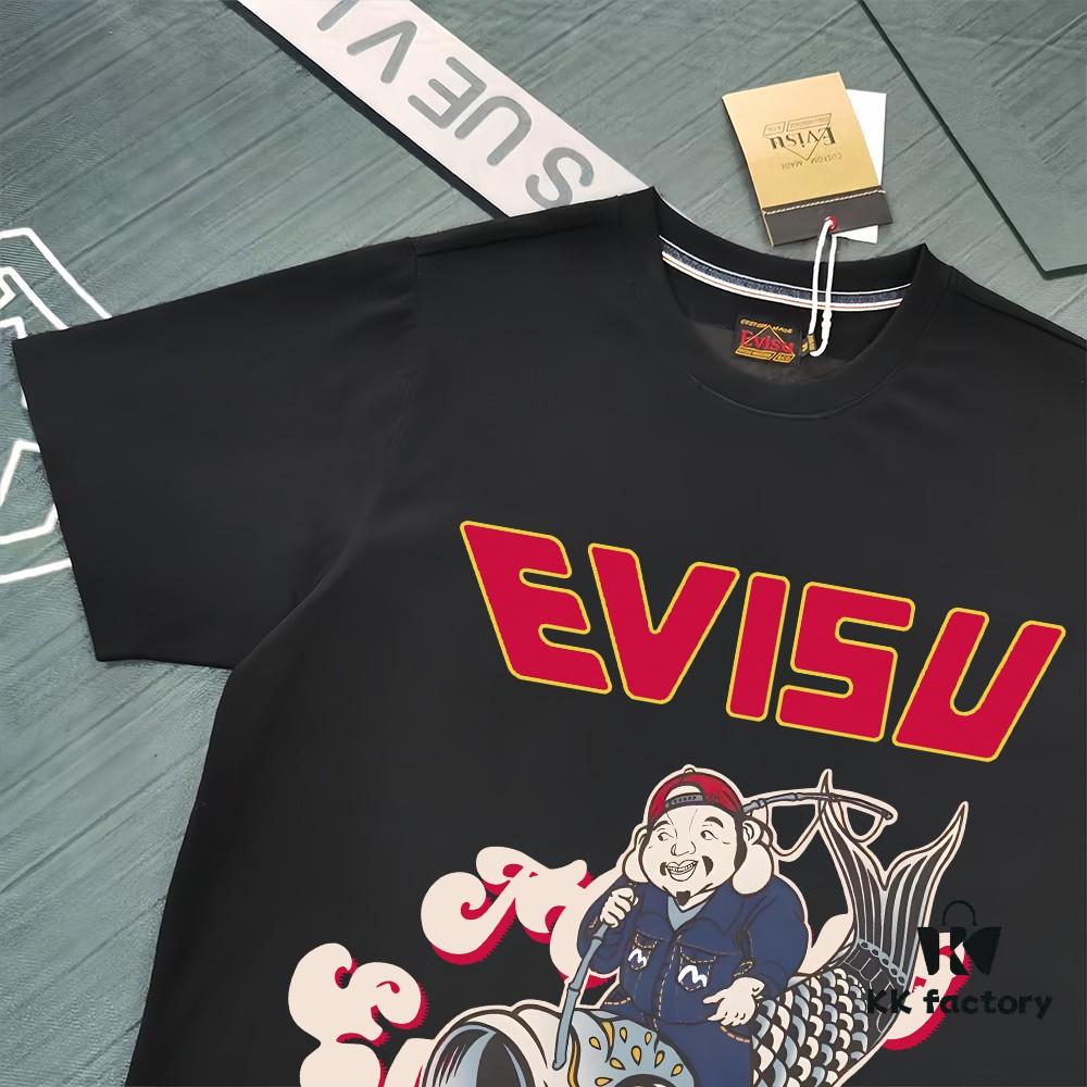 Evisu 2025 New Year God Printed T-Shirt High-Quality Version Premium 300g Double-Yarn Cotton Unisex Loose Fit T-Shirt