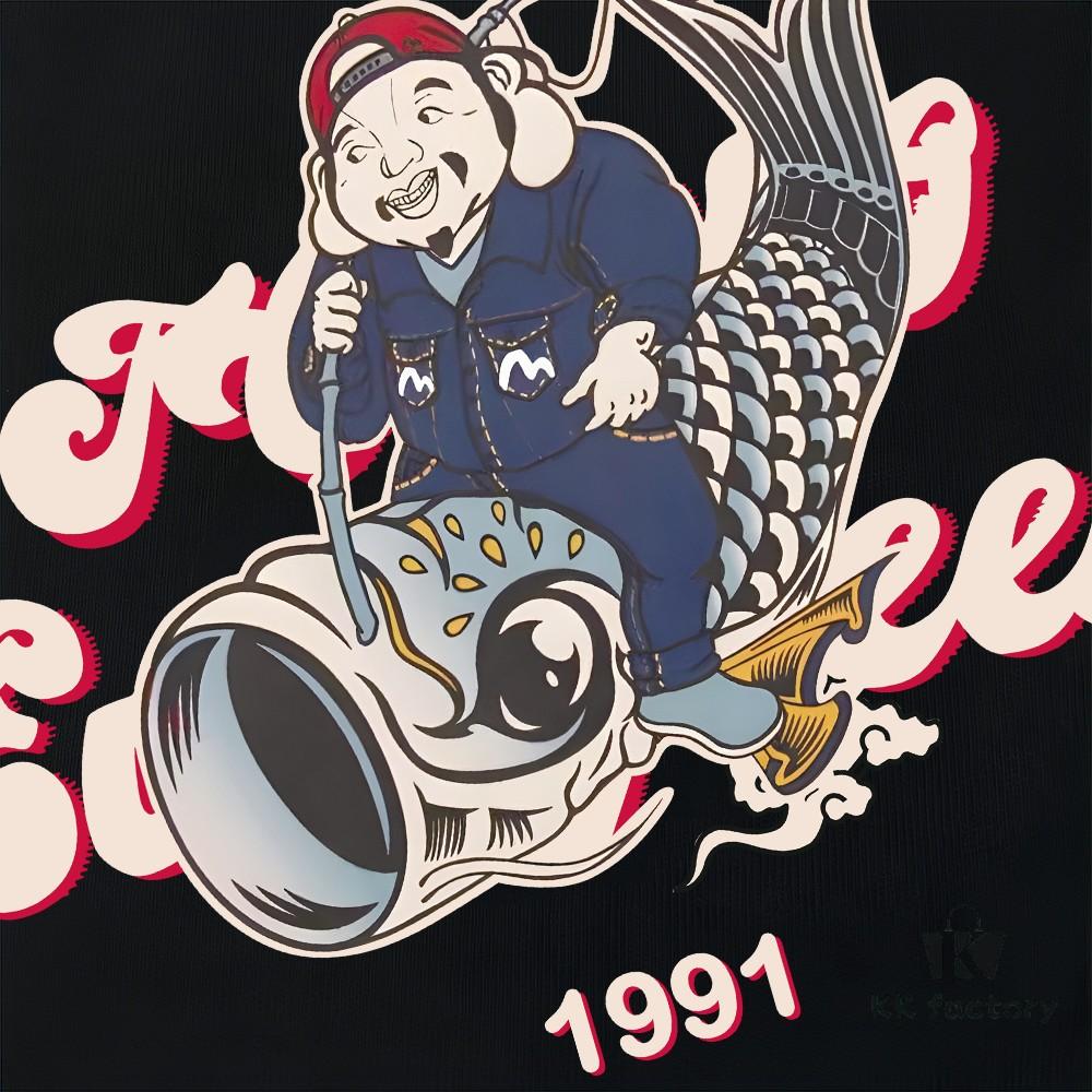 Evisu 2025 New Year God Printed T-Shirt High-Quality Version Premium 300g Double-Yarn Cotton Unisex Loose Fit T-Shirt