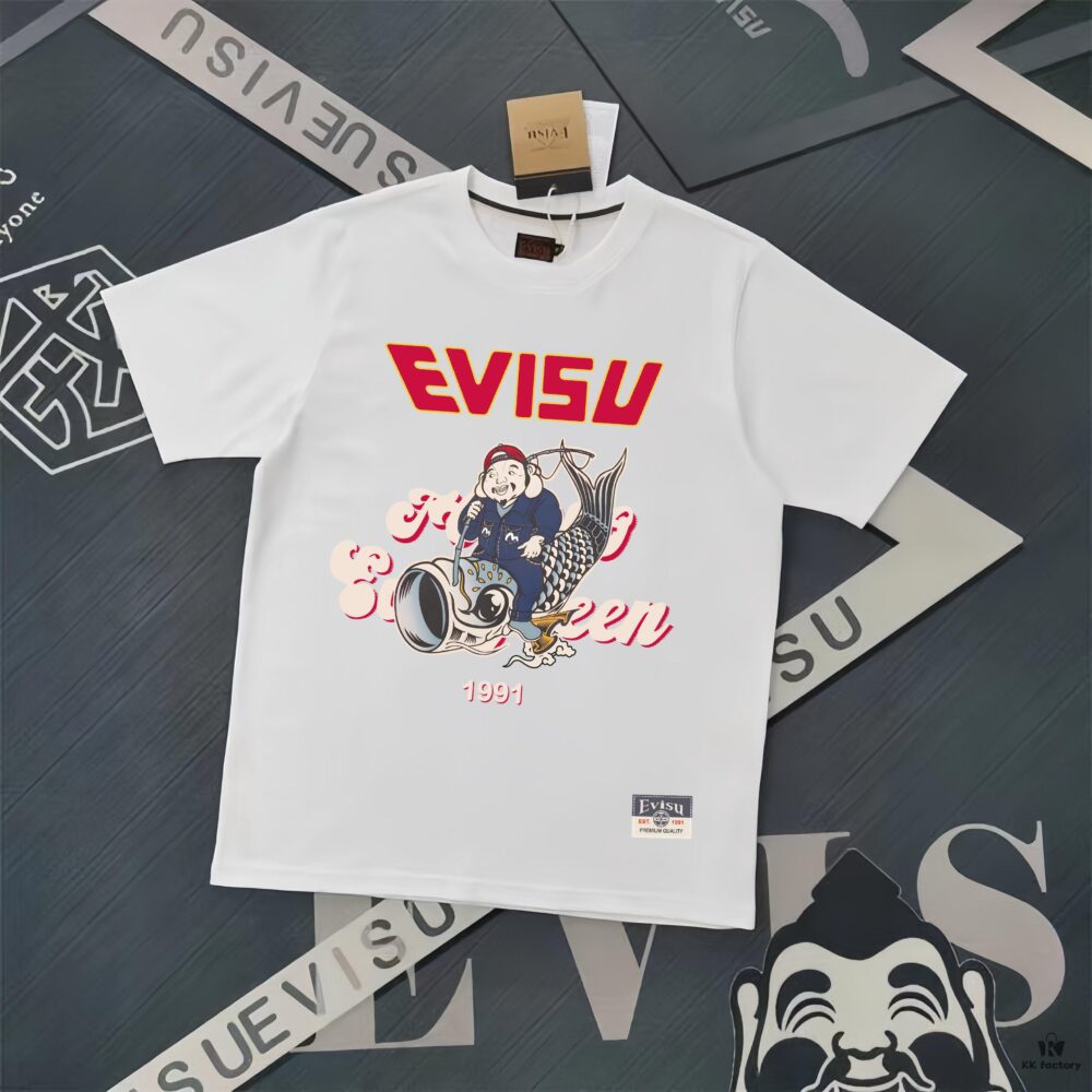 Evisu 2025 New Year God Printed T-Shirt High Version   High Quality   300g Double-Yarn Pure Cotton Fabric Unisex Loose Fit