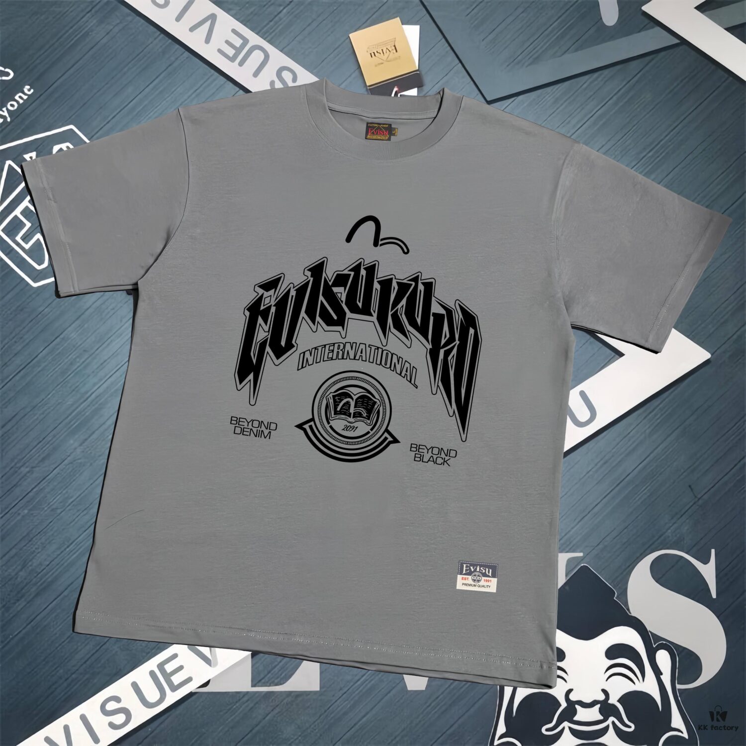 Evisu Fortune God 2025 New Print T-Shirt High Version   Premium Quality   300g Double-Yarn Pure Cotton Fabric Unisex