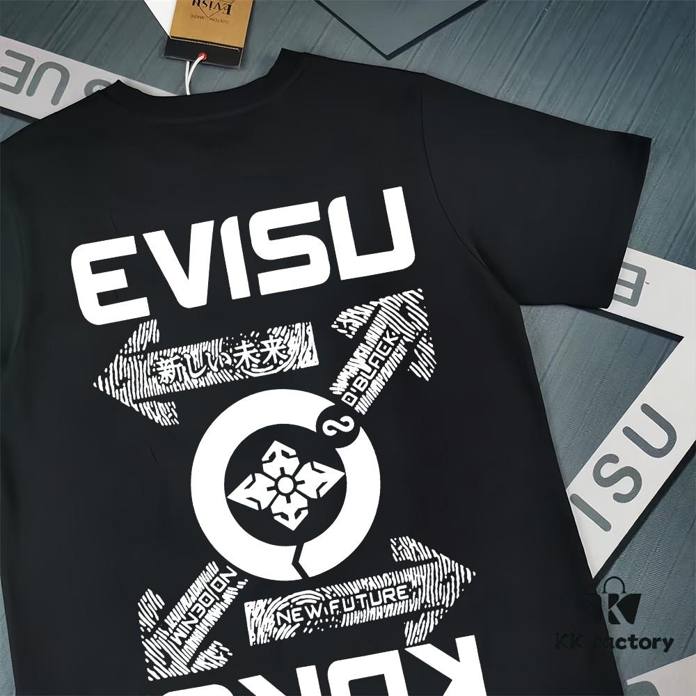 Evisu 2025 New Year God Printed T-Shirt High-Quality Version Unisex Loose Fit Cotton Double-Yarn 300gsm
