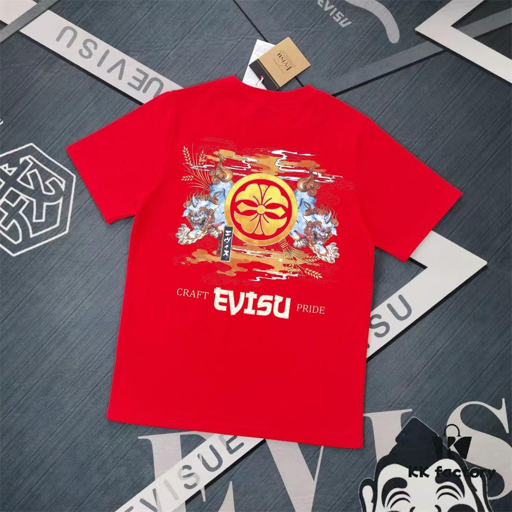 Evisu 2025 New Year God Print T-Shirt High-Quality Version   Premium Quality   Made with 300g Double-Yarn Cotton Fabric Unisex Loose Fit