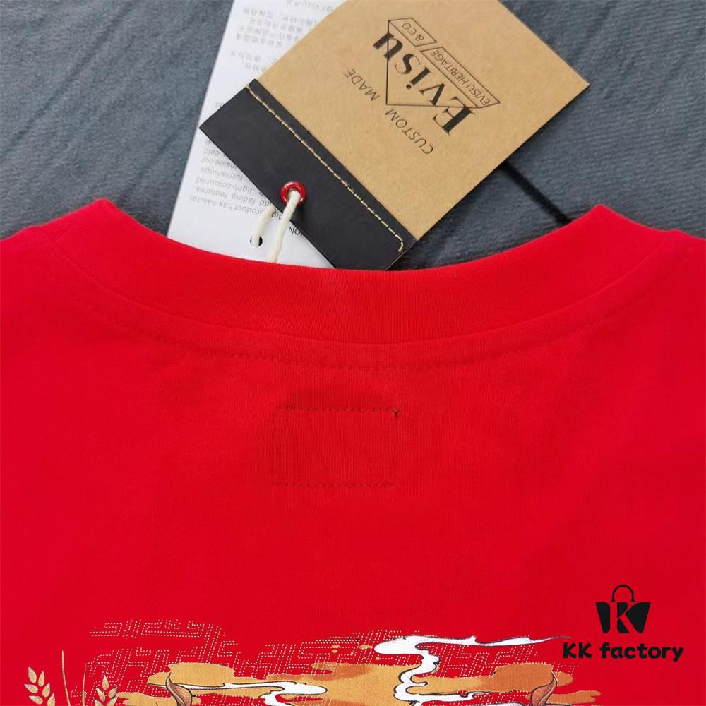 Evisu 2025 New Year God Print T-Shirt High-Quality Version   Premium Quality   Made with 300g Double-Yarn Cotton Fabric Unisex Loose Fit