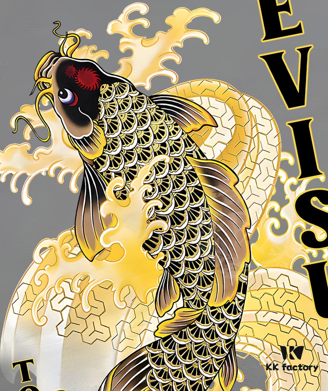 Evisu 2025 New Year God Print T-Shirt High Version   High Quality   Made of 300g Double-Yarn Cotton Fabric Unisex Loose Fit