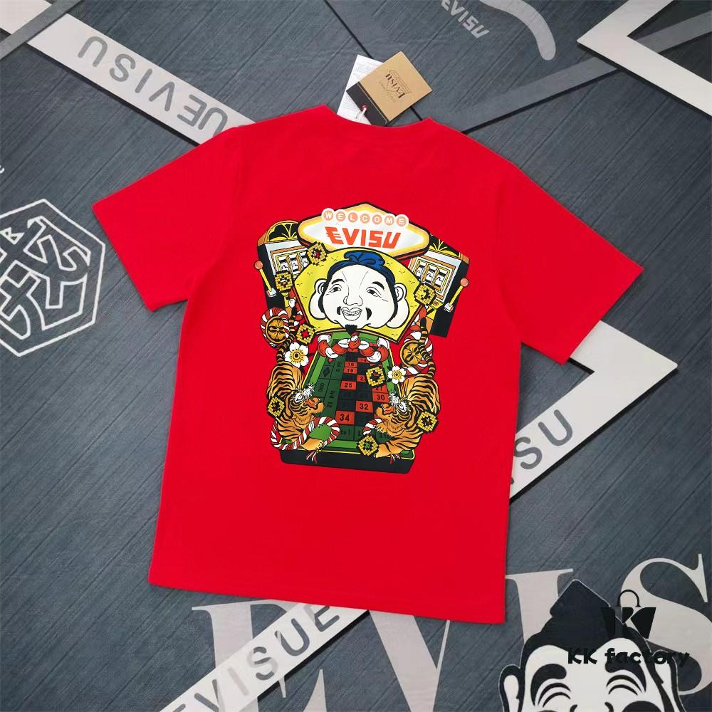 Evisu Lucky God 2025 New Print T-Shirt High Version   High Quality   Made of 300g Double-Yarn Pure Cotton Fabric Unisex Loose Fit