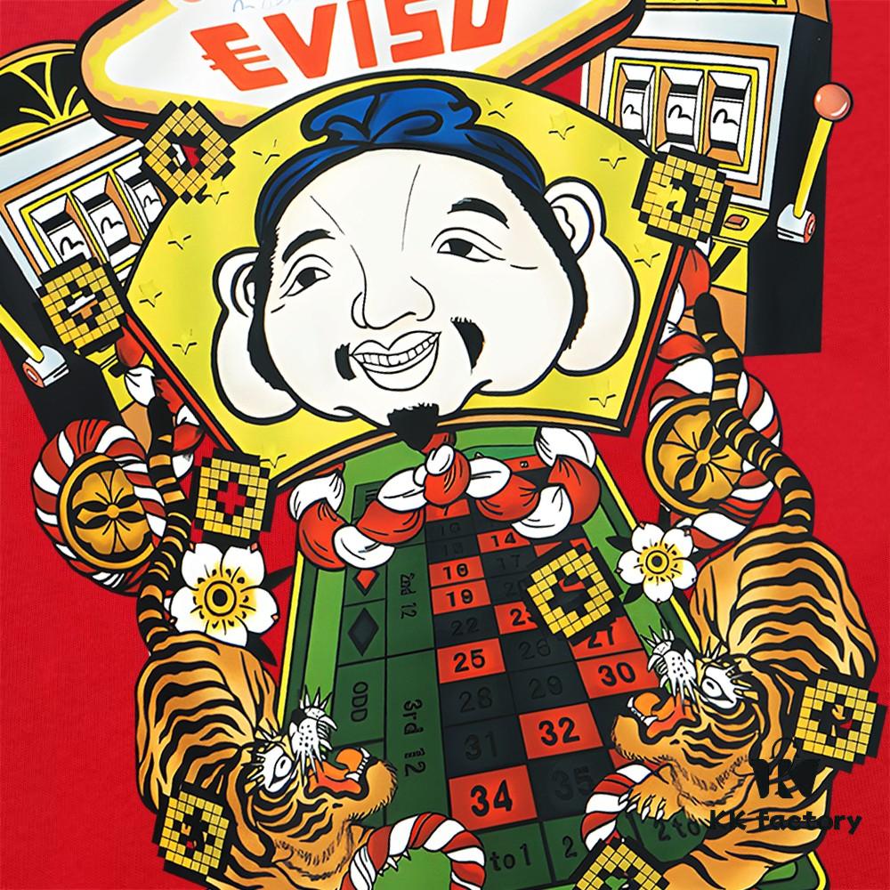 Evisu Lucky God 2025 New Print T-Shirt High Version   High Quality   Made of 300g Double-Yarn Pure Cotton Fabric Unisex Loose Fit