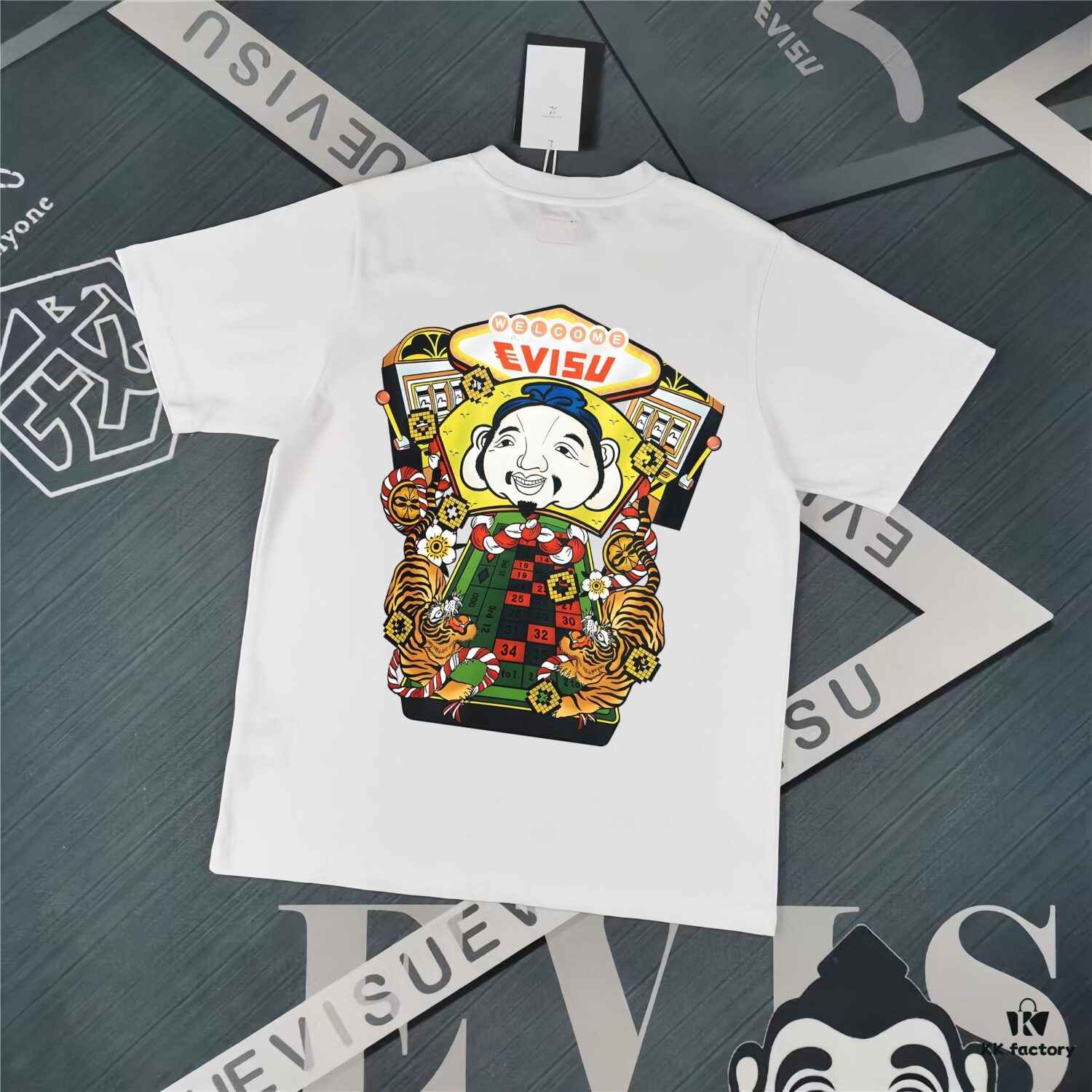 Evisu 2025 New Year God Printed T-Shirt High-Quality Version Premium 300g Double-Yarn Cotton Unisex Loose Fit