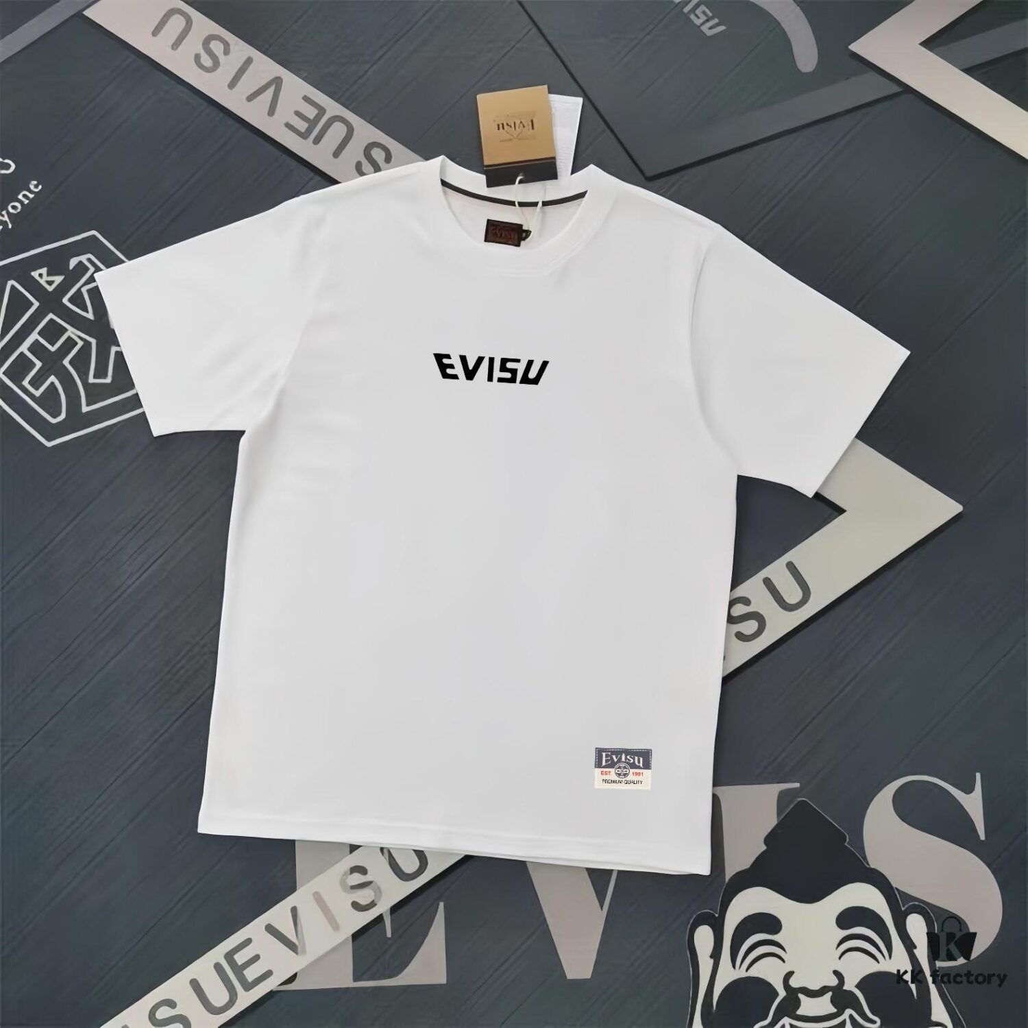 Evisu 2025 New Year God Printed T-Shirt High-Quality Version Premium 300g Double-Yarn Cotton Unisex Loose Fit