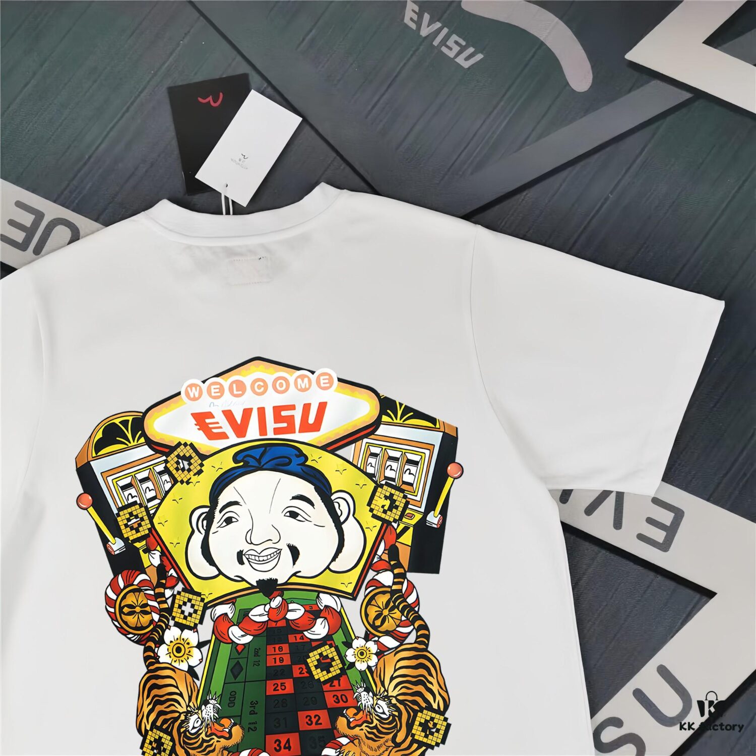 Evisu 2025 New Year God Printed T-Shirt High-Quality Version Premium 300g Double-Yarn Cotton Unisex Loose Fit