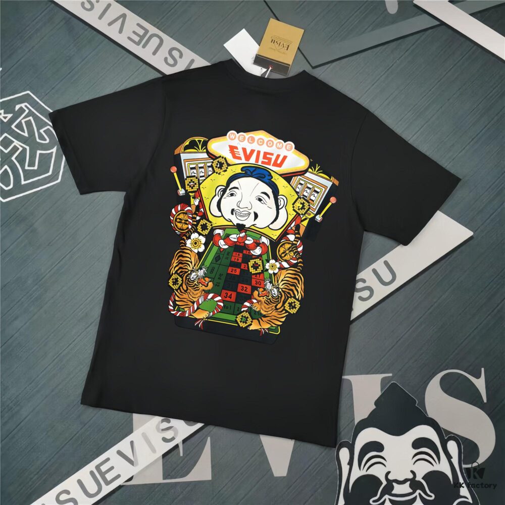 Evisu 2025 New Year God Printed T-Shirt High-Quality Version   Premium Quality   Made from 300g Double-Yarn Cotton Fabric Unisex