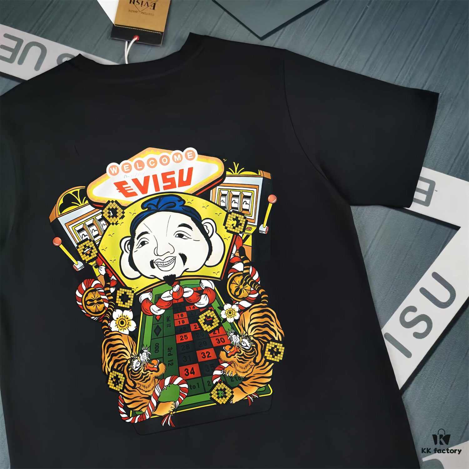 Evisu 2025 New Year God Printed T-Shirt High-Quality Version   Premium Quality   Made from 300g Double-Yarn Cotton Fabric Unisex