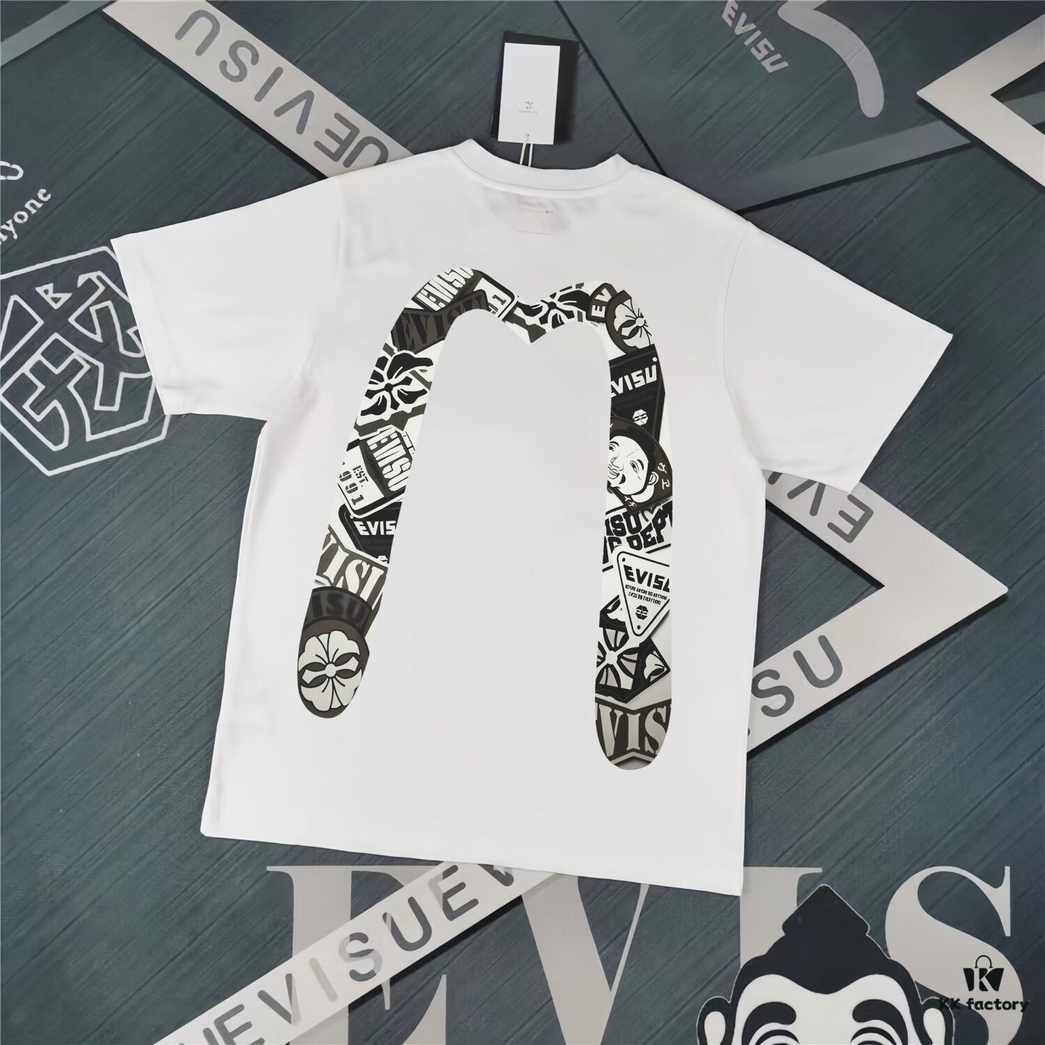 Evisu Fortune God 2025 New Print T-Shirt High Version   High Quality   Made of 300g Double-Yarn Pure Cotton Fabric Unisex Loose Fit