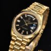 ROLEX Day-Date (118238) Series, 36mm Case, Tanga Black Rock Crystal Dial, Ice Diamond Hour Markers, Super 904 Steel, Sapphire Crystal, Caliber 3255 Movement