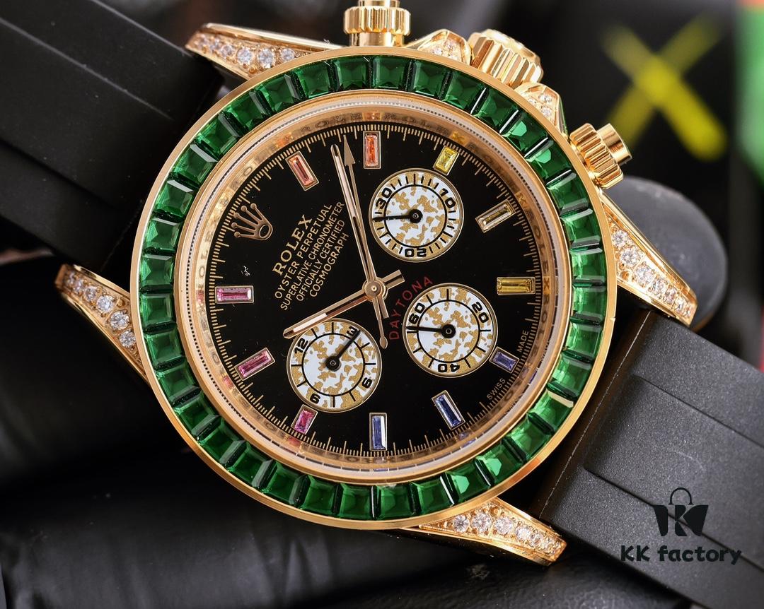 ROLEX Daytona Series Automatic Mechanical Watch with Stainless Steel Case, 43mm Size, Coated Glass, Stainless Steel Bracelet, Original Clasp