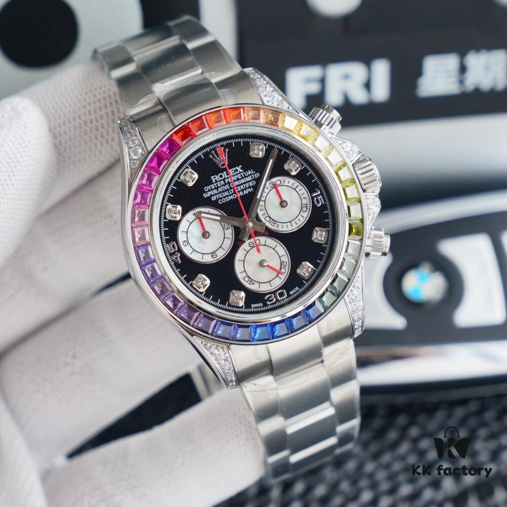 N Factory Premium Replica Rolex Rainbow Bezel Daytona Watch - Top-Tier Market Replica with Original Craftsmanship