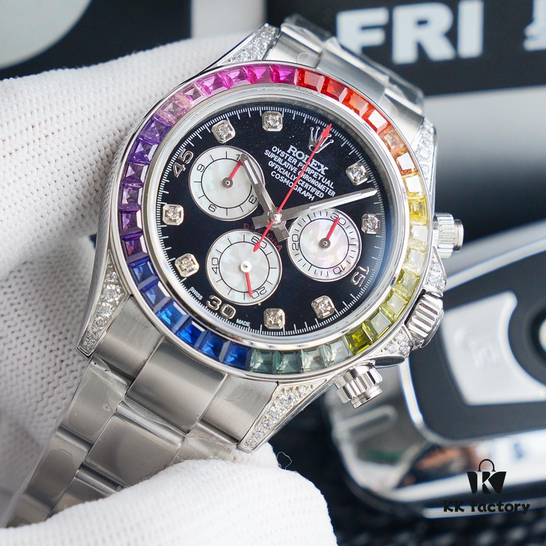 N Factory Premium Replica Rolex Rainbow Bezel Daytona Watch - Top-Tier Market Replica with Original Craftsmanship