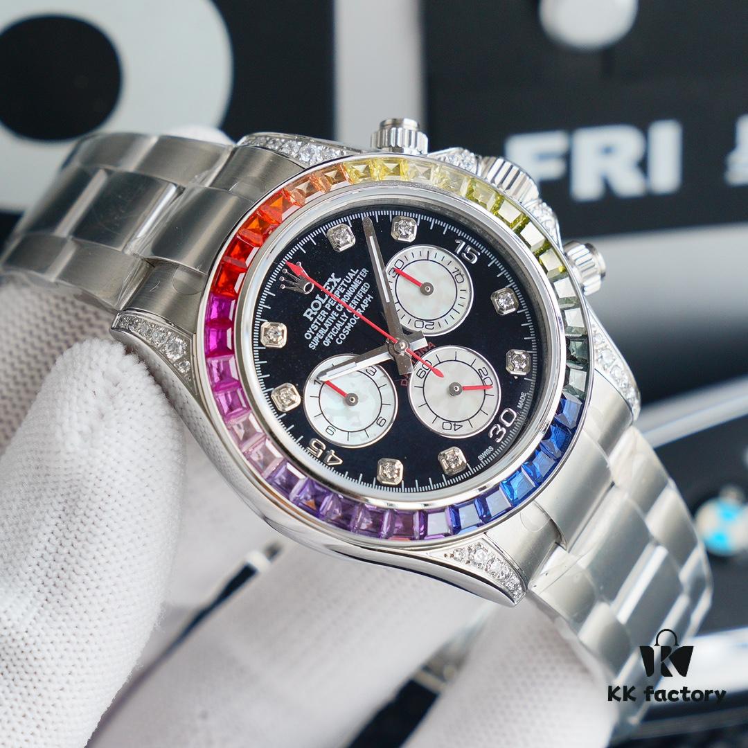 N Factory Premium Replica Rolex Rainbow Bezel Daytona Watch - Top-Tier Market Replica with Original Craftsmanship