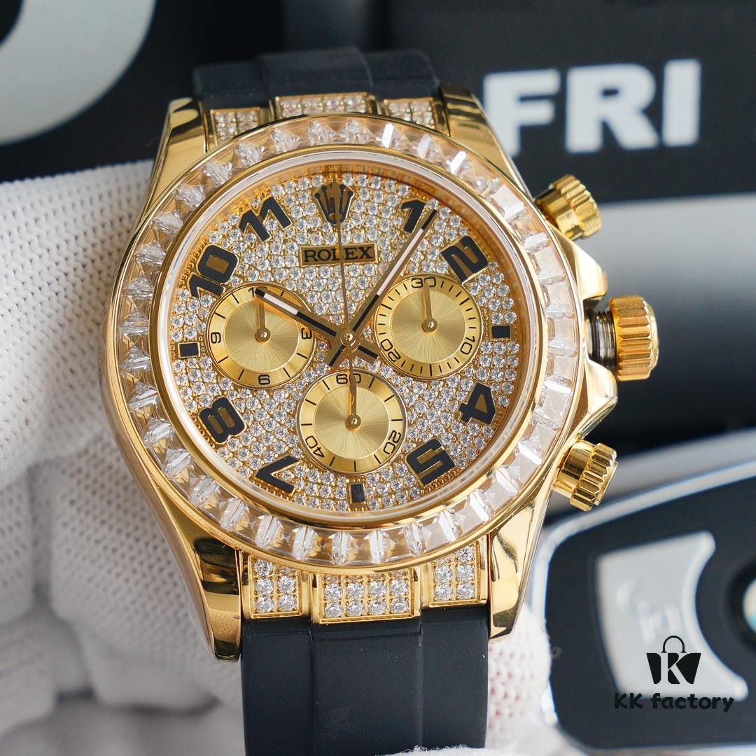 Original Replica, Top-Tier Market Grade: Rolex Daytona with Fully Paved Diamond Dial and Black Enamel Arabic Numerals