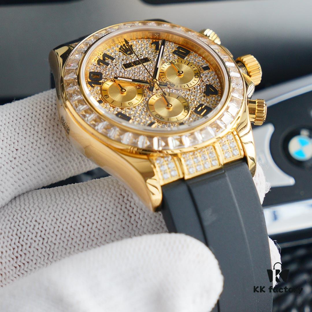 Original Replica, Top-Tier Market Grade: Rolex Daytona with Fully Paved Diamond Dial and Black Enamel Arabic Numerals