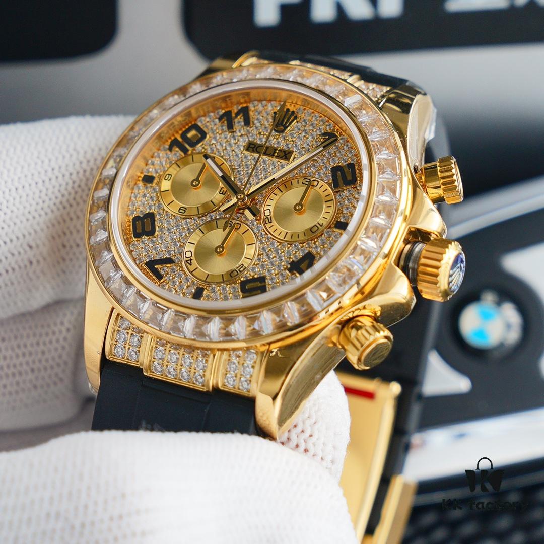 Original Replica, Top-Tier Market Grade: Rolex Daytona with Fully Paved Diamond Dial and Black Enamel Arabic Numerals