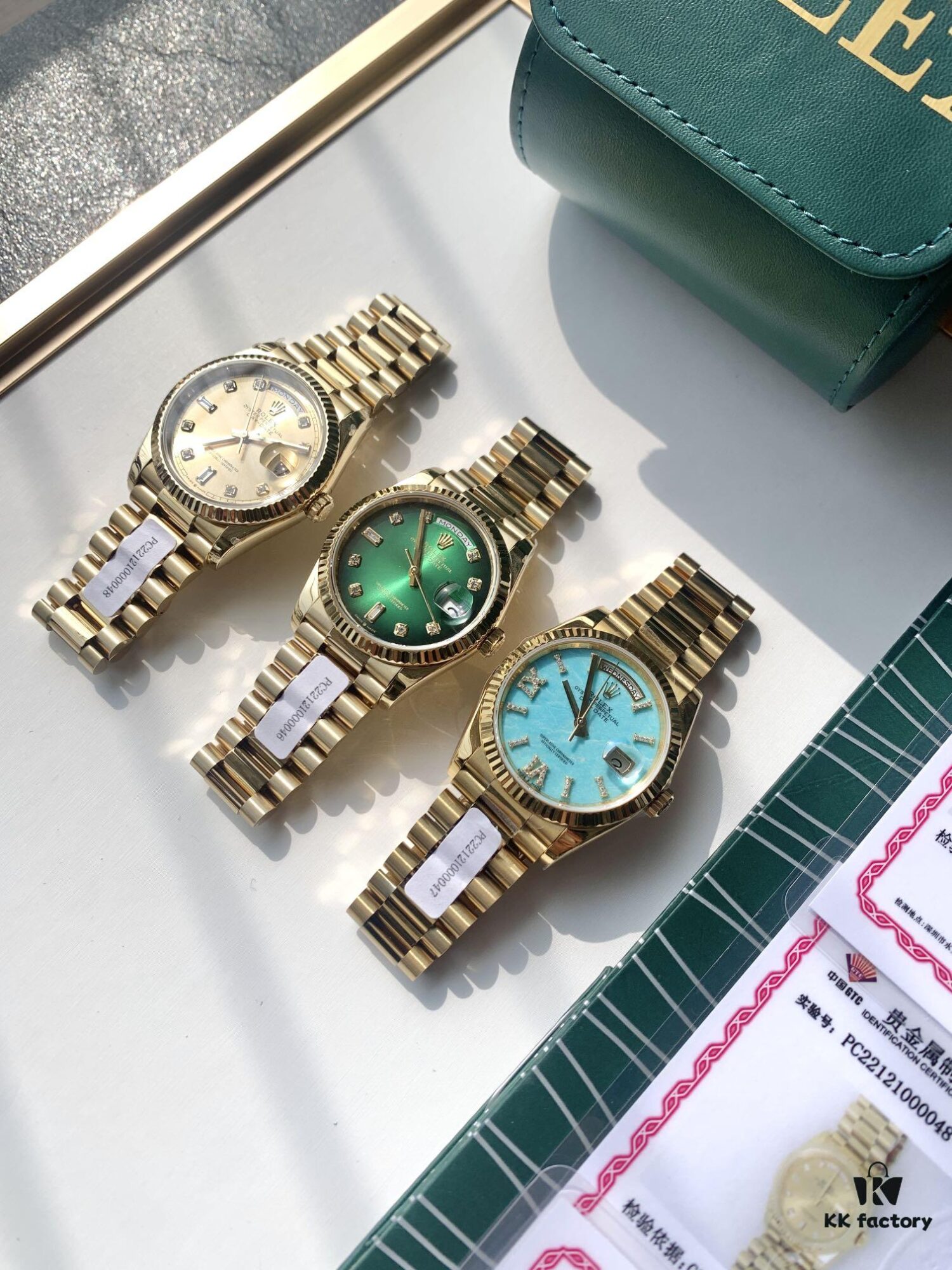 Rolex Day-Date Model - End of 2022 Ultimate Release! Three Colors Available: Smoked Gradient Green, Champagne Gold, Turquoise