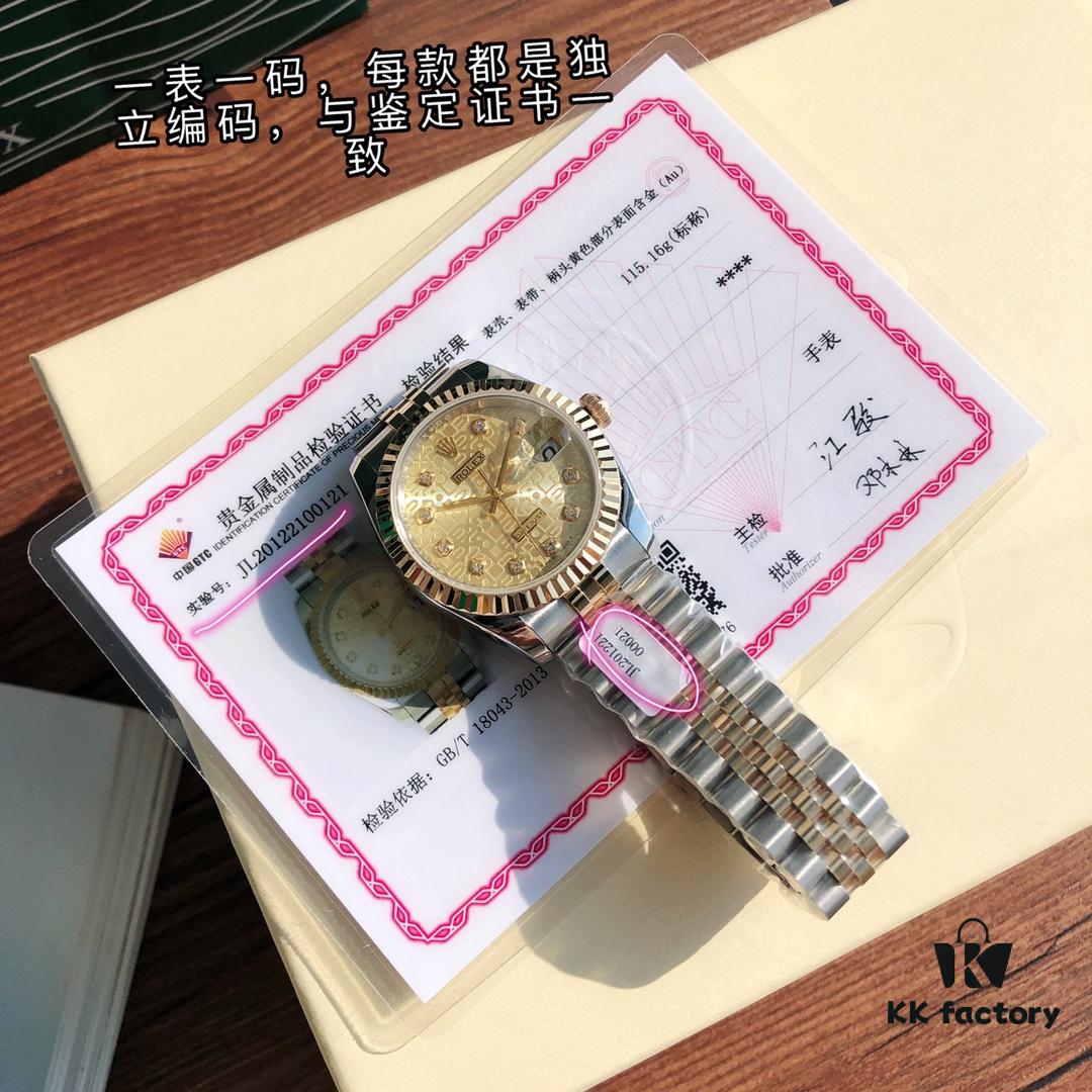 ROLEX Rolex Datejust Women's 36mm Swiss ETA-2671 Movement 18K Gold Plated Oystersteel 904L Sapphire Crystal Waterproof Luxury Watch