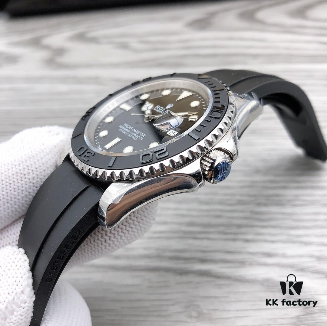 N Factory Replica Rolex Yacht-Master Series m226659-0002, 42mm Oyster Perpetual in 18ct White Gold with Matte Black Cerachrom Bezel and Oysterflex Bracelet