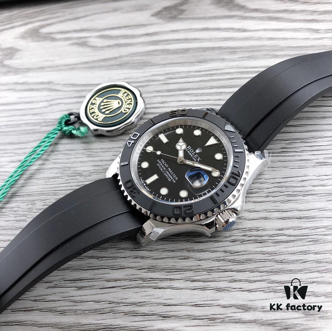N Factory Replica Rolex Yacht-Master Series m226659-0002, 42mm Oyster Perpetual in 18ct White Gold with Matte Black Cerachrom Bezel and Oysterflex Bracelet