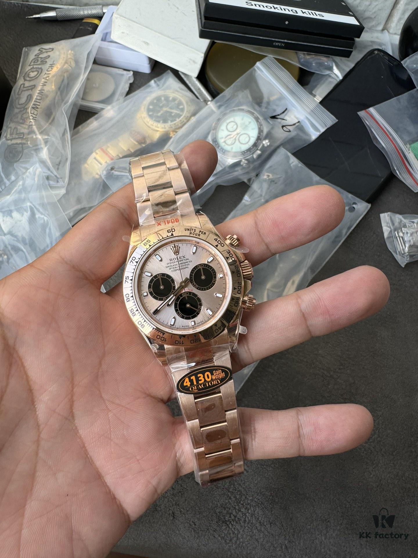 QF Counterweight Rose Gold Dial 4130 Movement