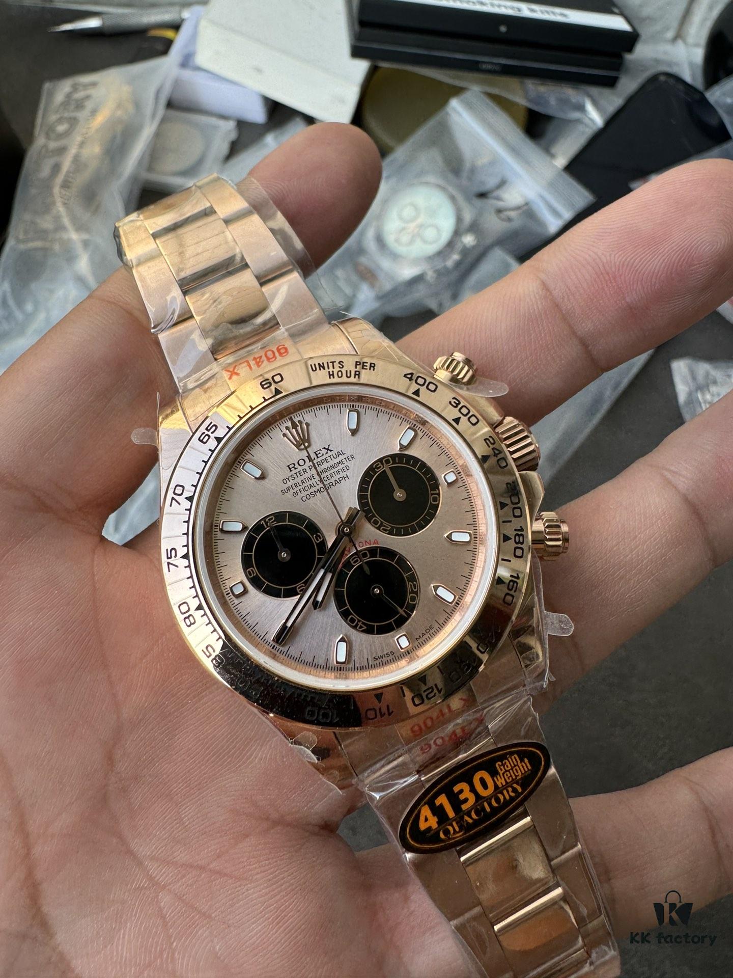 QF Counterweight Rose Gold Dial 4130 Movement