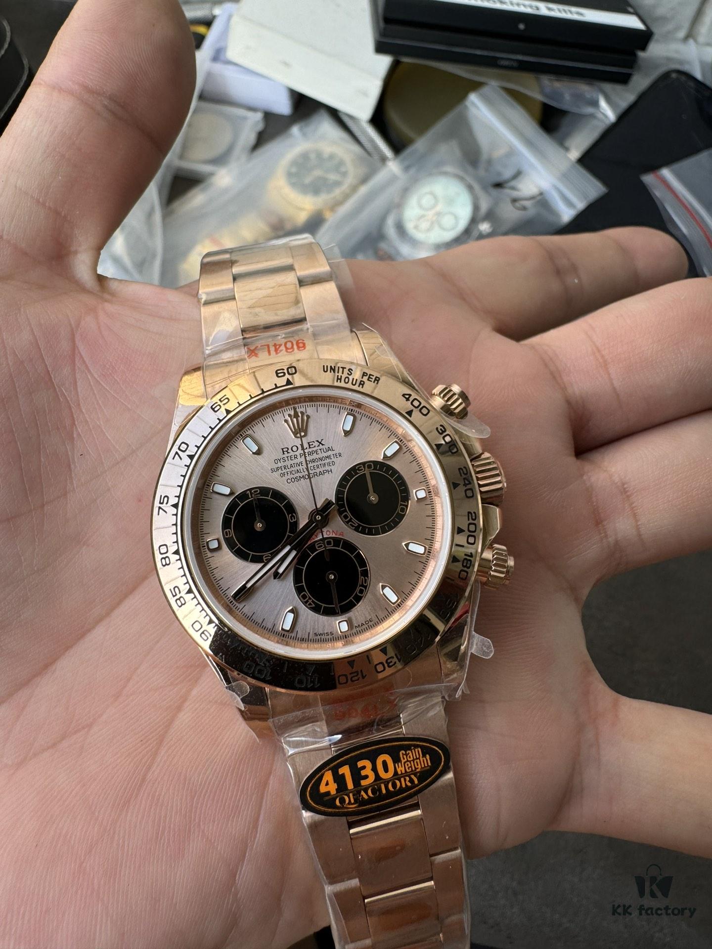 QF Counterweight Rose Gold Dial 4130 Movement