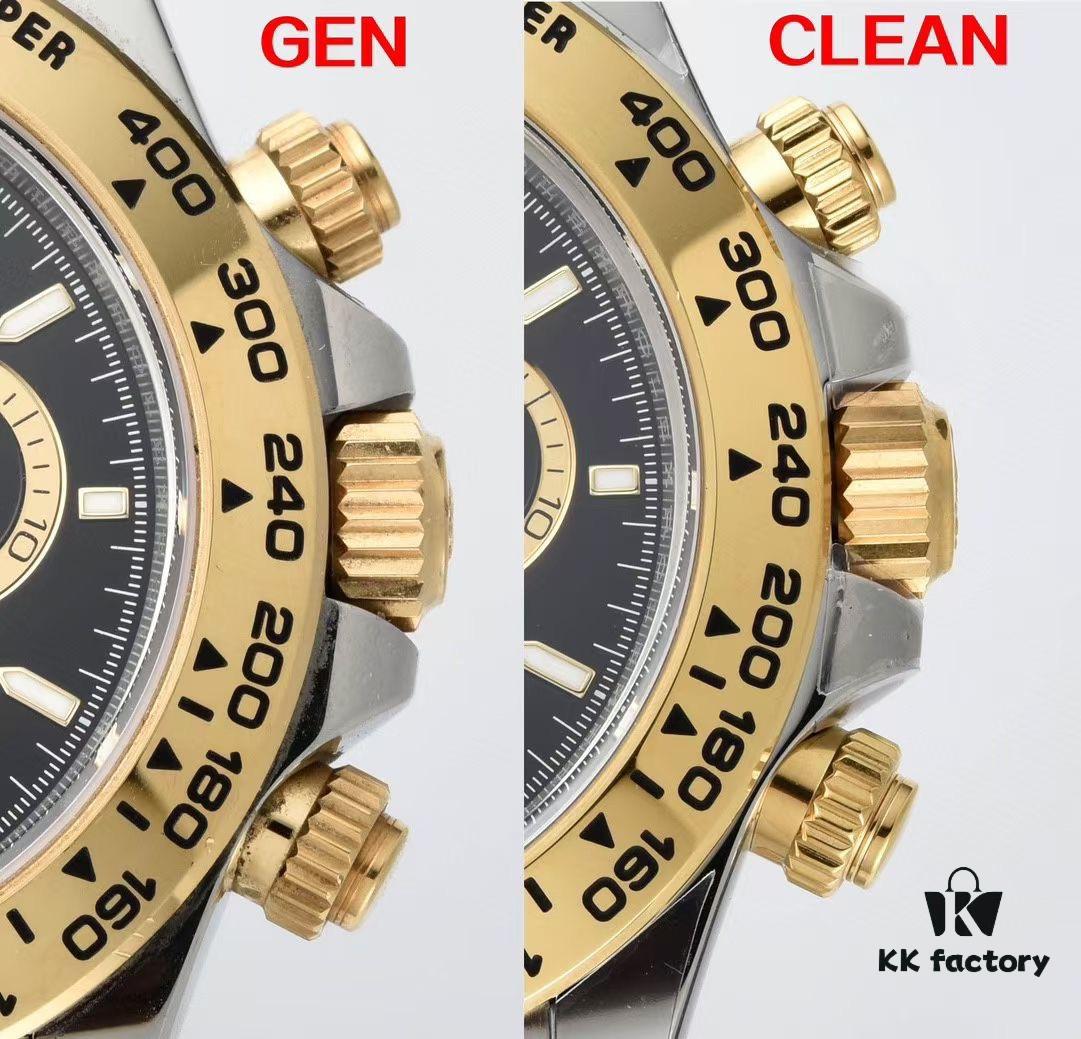 Authentic vs Fake Comparison - C Factory (C-Factory) 126503 with 4131 Movement, Two-Tone Black Dial 'Noodles' or Diamond Hour Markers (Moissanite)
