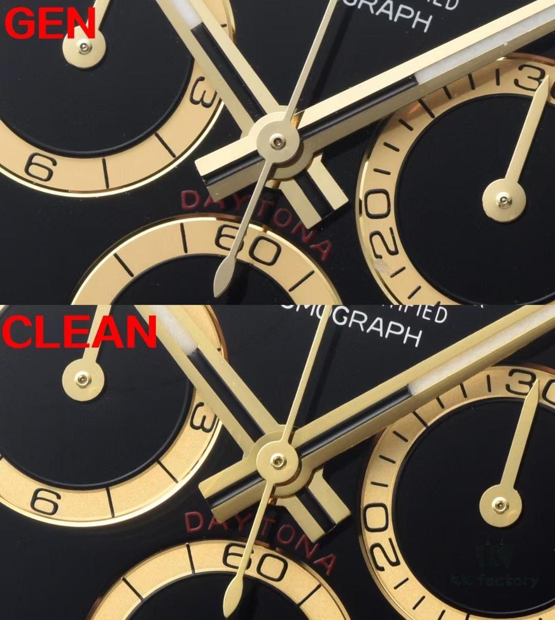 Authentic vs Fake Comparison - C Factory (C-Factory) 126503 with 4131 Movement, Two-Tone Black Dial 'Noodles' or Diamond Hour Markers (Moissanite)