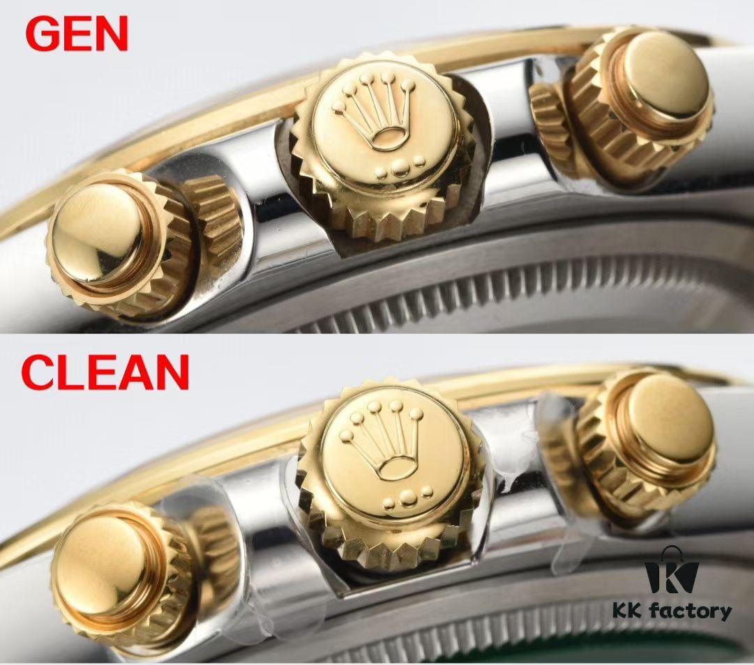 Authentic vs Fake Comparison - C Factory (C-Factory) 126503 with 4131 Movement, Two-Tone Black Dial 'Noodles' or Diamond Hour Markers (Moissanite)